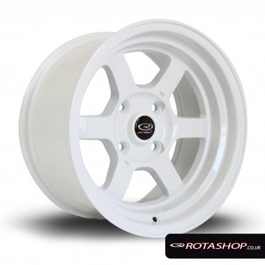Rota Grid-V 15" 8" 4x100mm ET0 White Single Rim